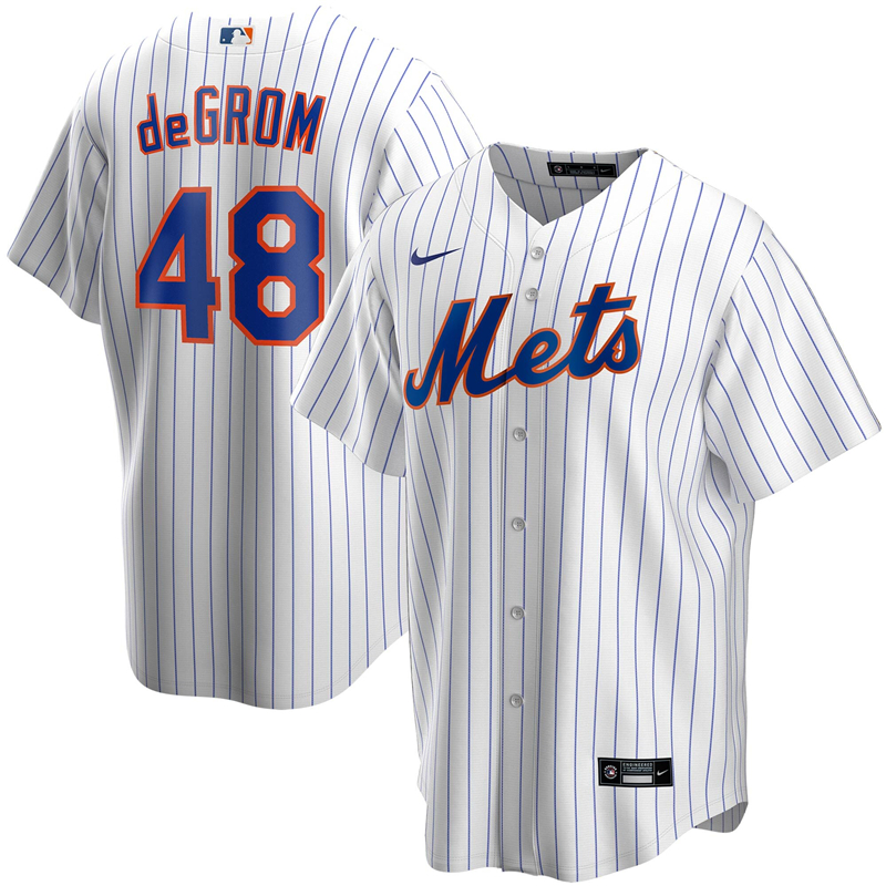 2020 MLB Men New York Mets 48 Jacob deGrom Nike White Home 2020 Replica Player Jersey 1